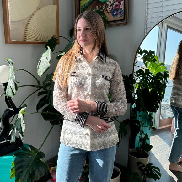 324. VINTAGE My Fair Lady  Style Beaded Mid Century Jacket Top Sz 8 XS S - Picture 6 of 8